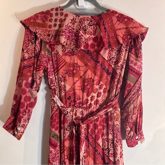 FREE PEOPLE Sz XS Lennon Dress Ruffle Neck Maxi Length Bohemian Patterned NEW - Picture 12 of 15